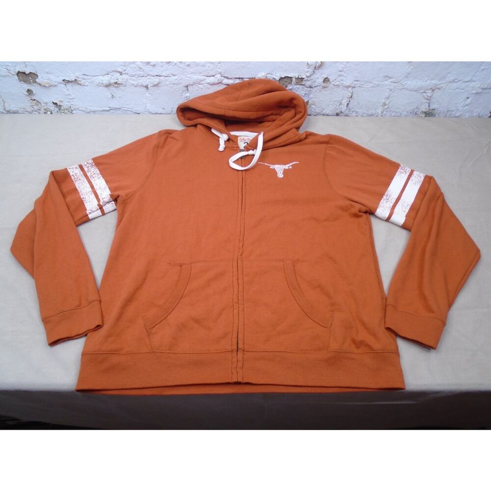 College Vault Texas Longhorns Full Zip Hoodie Orange Hook'em Horns Logo Size 2X